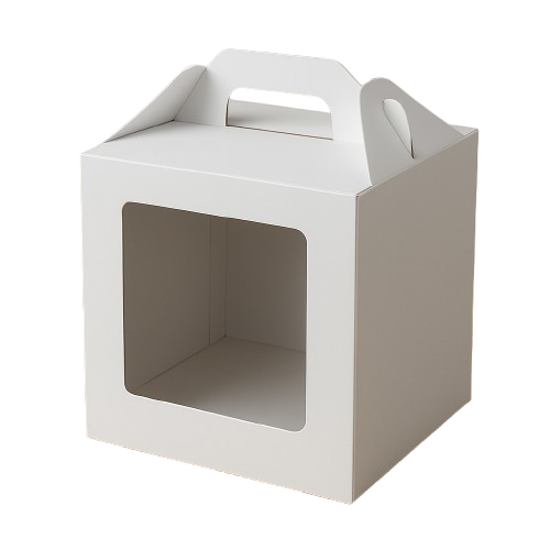 Cutie alba pentru tort cu maner si fereastra 35 × 35 × 15 cm - Anyta Cooking