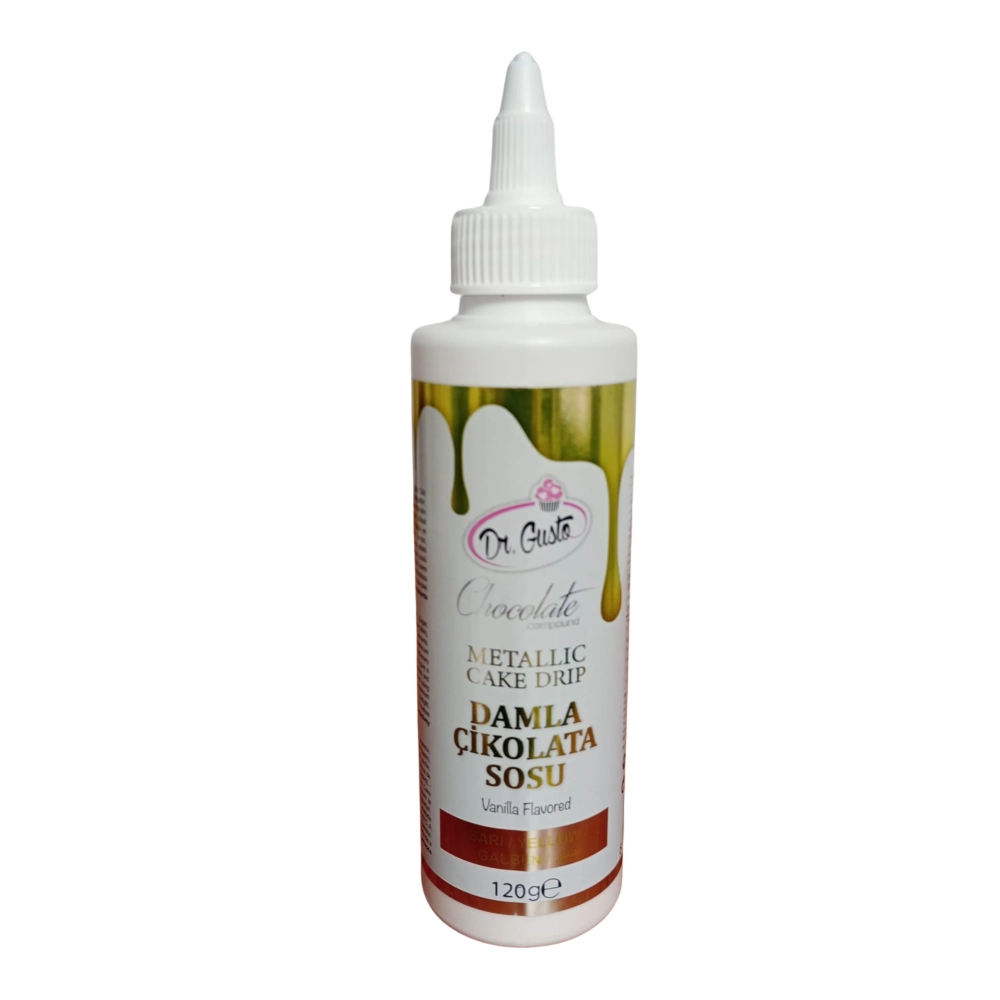Glazura de ciocolata - Cake Drip - GALBEN METALIZAT - 120g - Dr Gusto