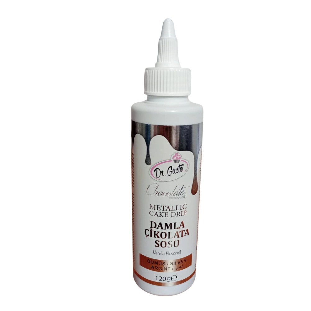 Glazura de ciocolata - Cake Drip - ARGINTIU METALIZAT - 120g - Dr Gusto