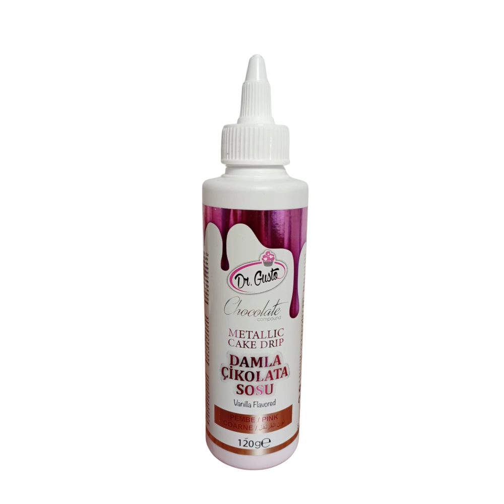 Glazura de ciocolata - Cake Drip - ROZ METALIZAT - 120g - Dr Gusto