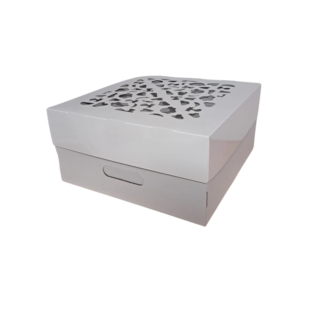 Cutie tort ALBA cu capac dantelat - 30x30x15 cm - Anyta Cooking