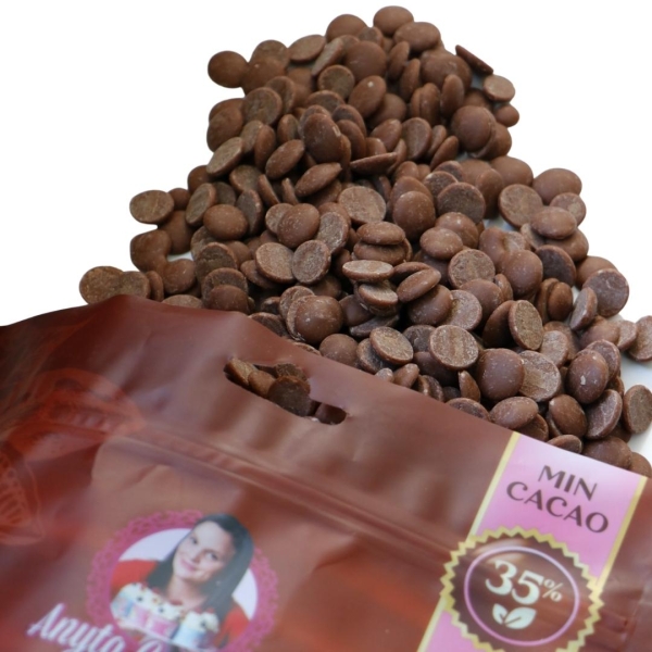 Ciocolată Fină Veritabilă cu Lapte, bănuți , cacao 35% - 2kg - Anyta Cooking