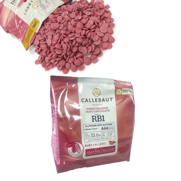 Ciocolata RUBY, 400 g - Callebaut (Aroma si culoare naturala roz) - Anyta Cooking