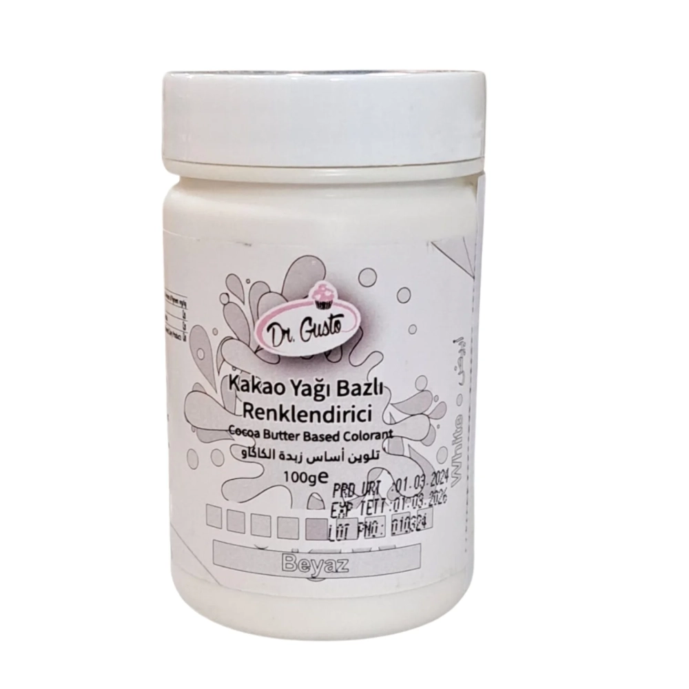 Colorant alimentar cu unt de cacao (Liposolubil) - ALB / White - 100g - Dr. Gusto