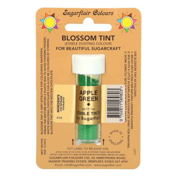 Colorant Alimentar Pudra - APPLE GREEN / Verde Măr – 7 ML – Sugarflair - Anyta Cooking