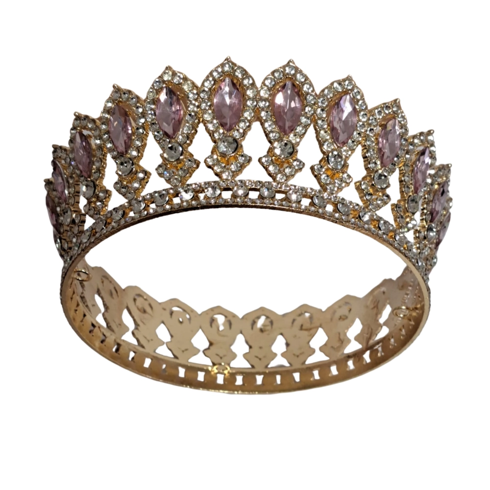 Coronita tort aurie cu pietricele roz - Anyta Cooking
