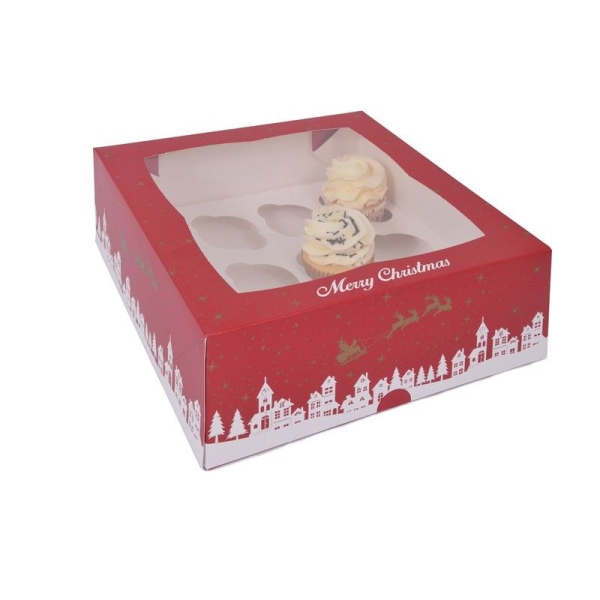Cutie pentru 12 Briose Craciun-28,8 x 28,8 x 10 cm-House of Marie - Anyta Cooking