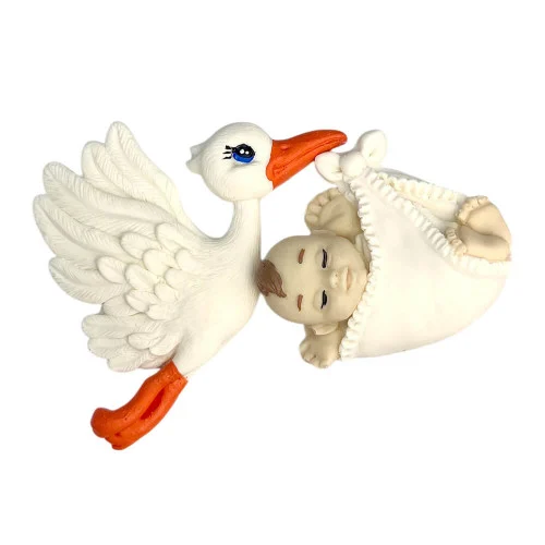 Decor comestibil - „Barza cu bebelus” - 1 buc - Anyta Cooking