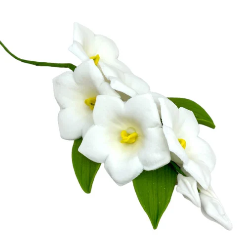 Decor comestibil - „Floare de padure alba cu frunze” - 1 buc - Anyta Cooking