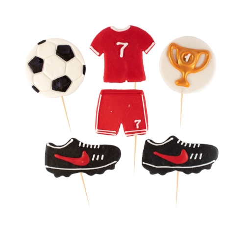  Decor comestibil - &bdquo;Set fotbal 2D alb și roșu&rdquo; - Anyta Cooking 