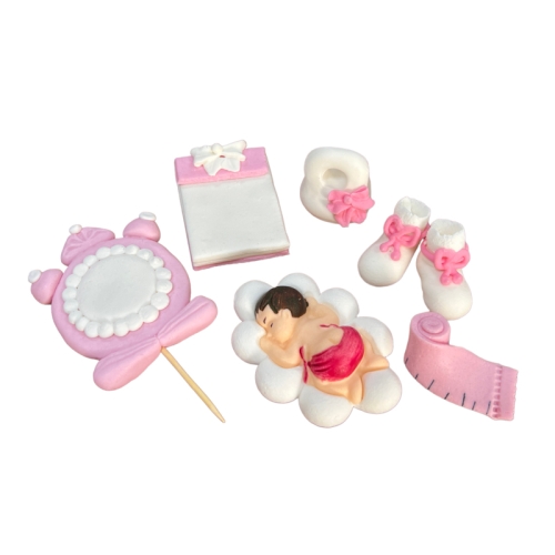 Decor comestibil -  Set nou nascut roz nr2  - Anyta Cooking