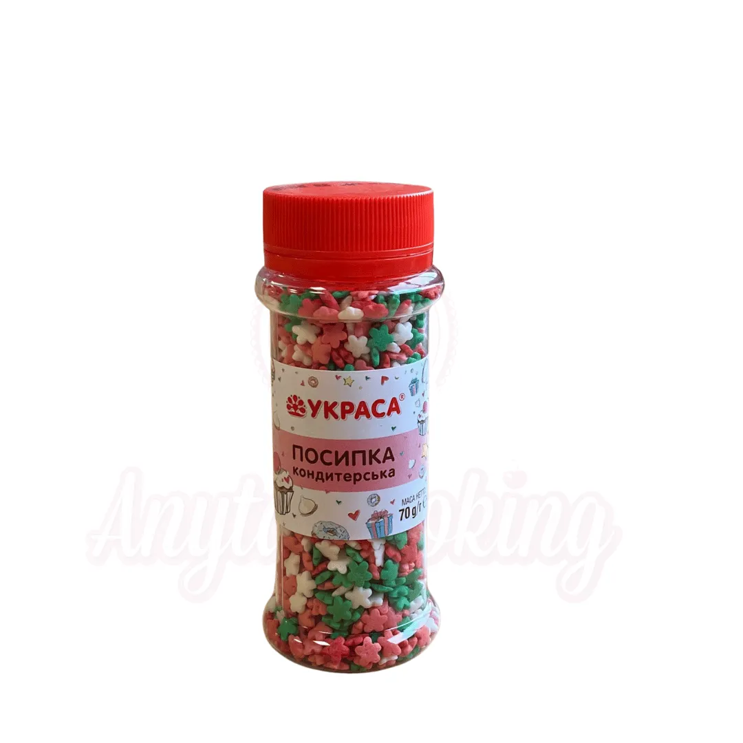 Decor din Zahar – 70 gr – Flori Roz cu Alb  – YKPACA