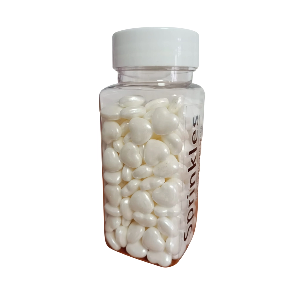 Decor din zahar - Inimioare Mari - Alb Sidef - 90 gr - Dr Gusto