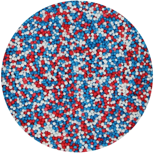 Decor din zahar – Nonpareils Red-White-Blue – 80 Gr – Funcakes - Anyta Cooking