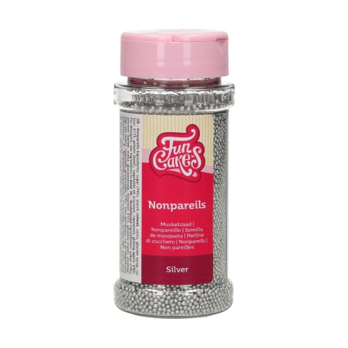Perle / Perlute din zahar ARGINTIU - NONPAREILS SILVER - 80 GR- Funcakes
