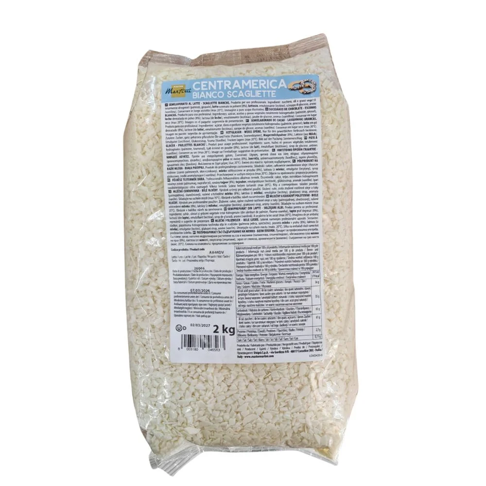 Decor fulgi din compound ciocolata Alba - 2 kg - Centramerica Master Martini