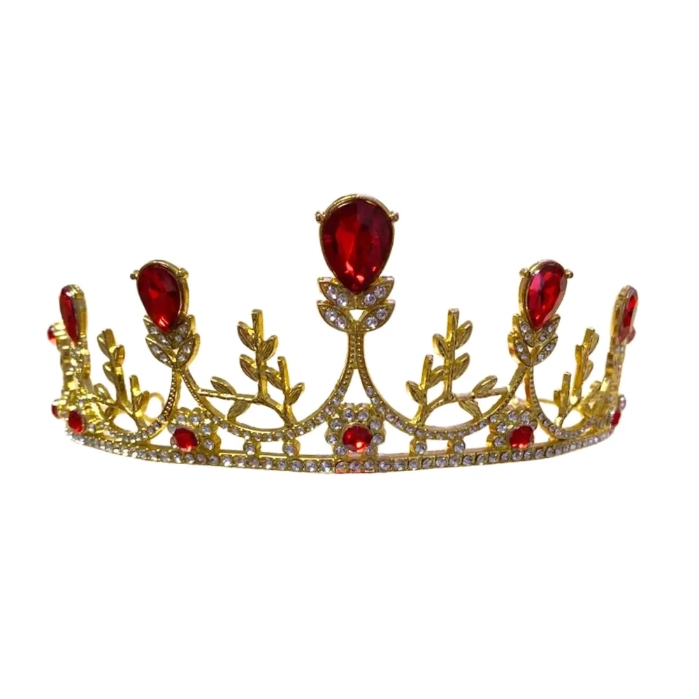 Coronita pentru tort aurie cu frunzulite - rosu - Anyta Cooking