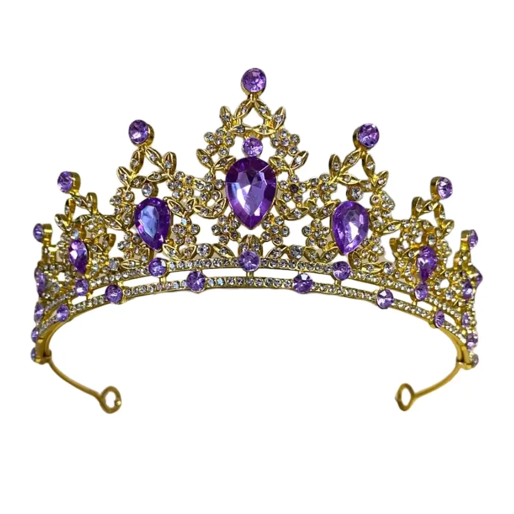 Coronita pentru tort aurie cu cristale lila - Anyta Cooking