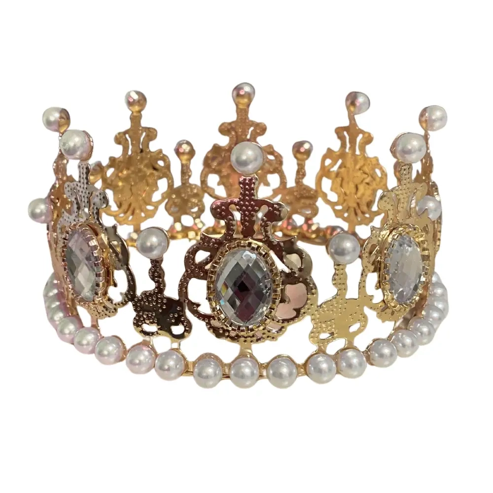 Coronita mica auriu rose cu perle si pietricele albe - Anyta Cooking