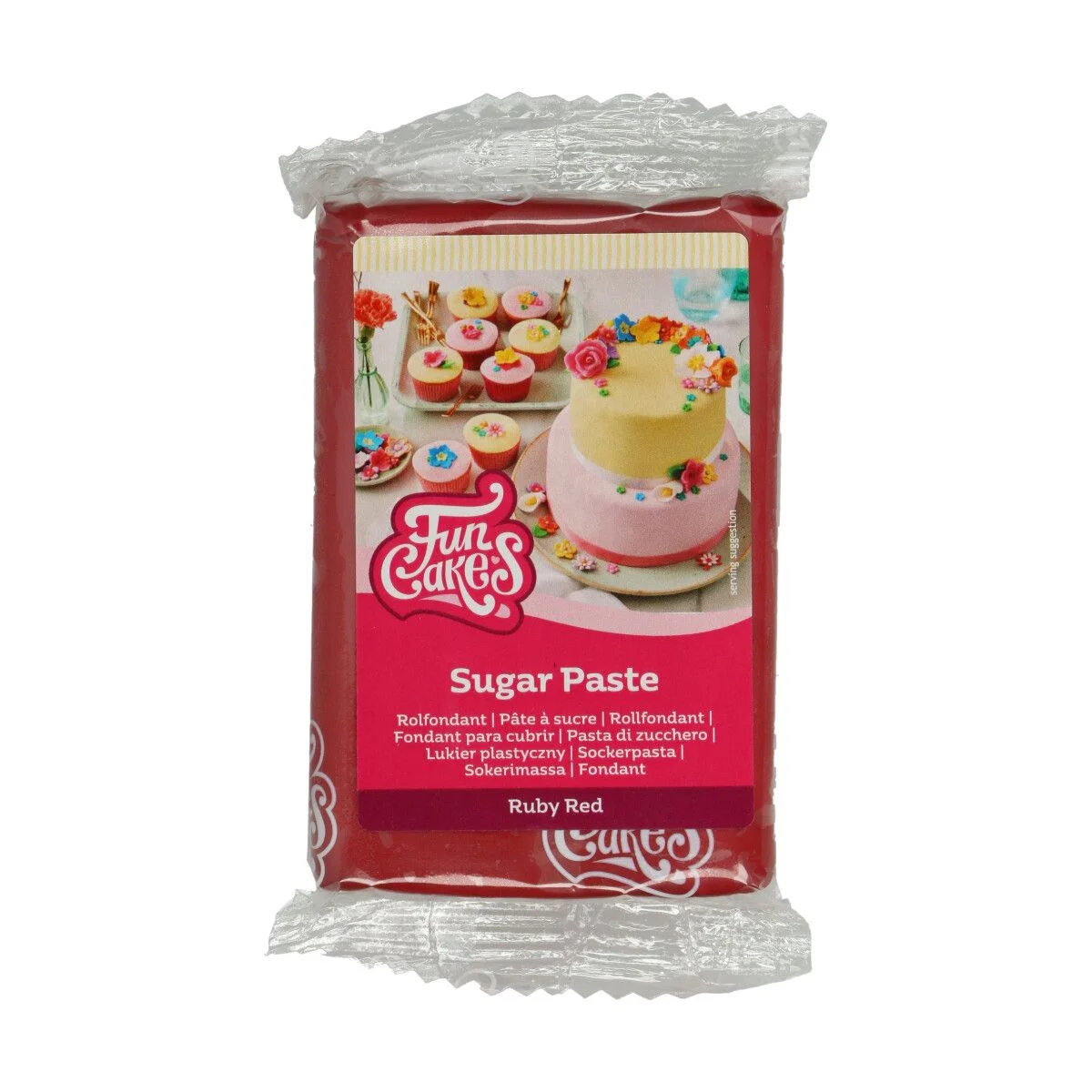 Fondant / Pasta de zahar cu gust de vanilie - ROSU RUBIN - 250g - FunCakes