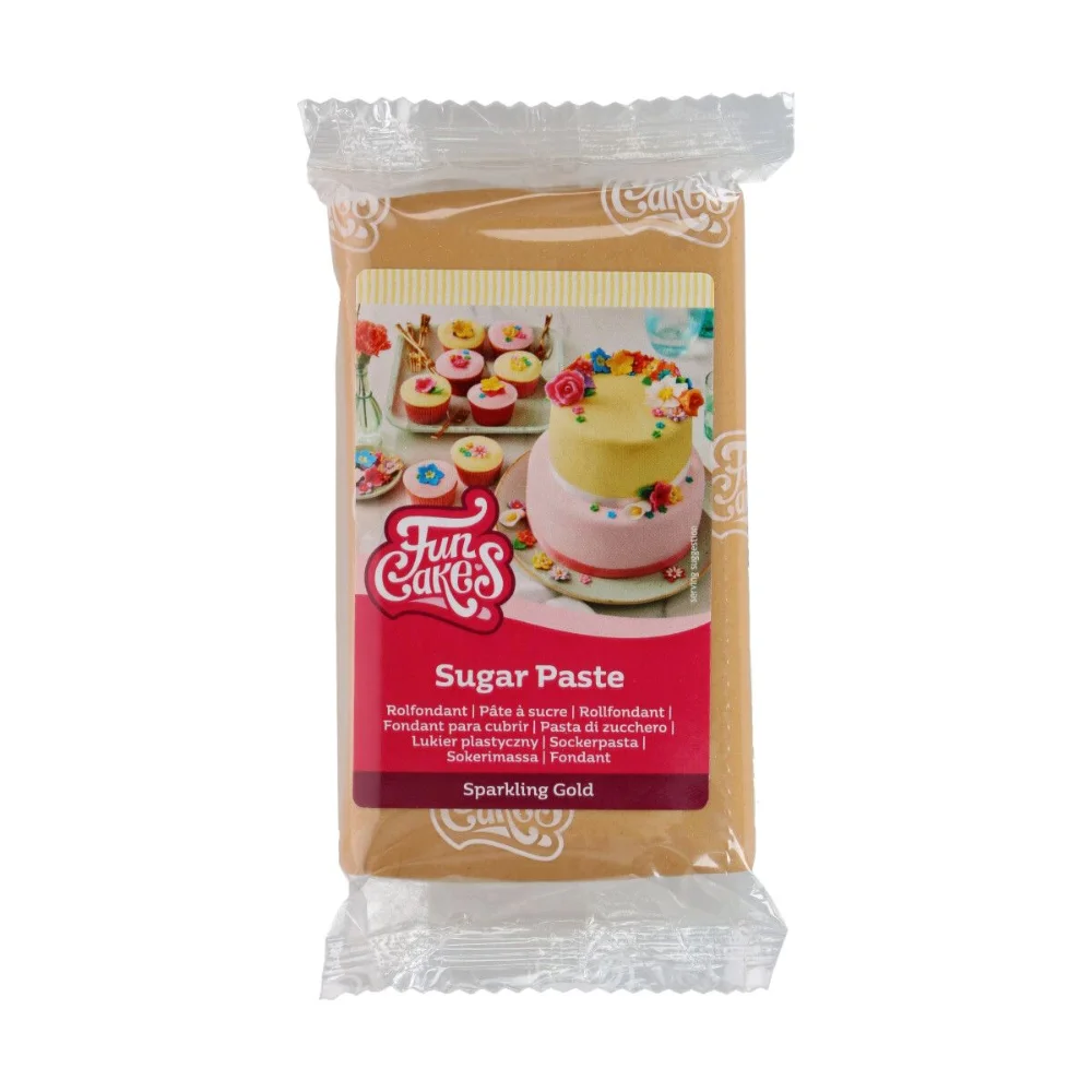 Fondant cu gust de vanilie - SPARKLING GOLD - 250 G - Funcakes