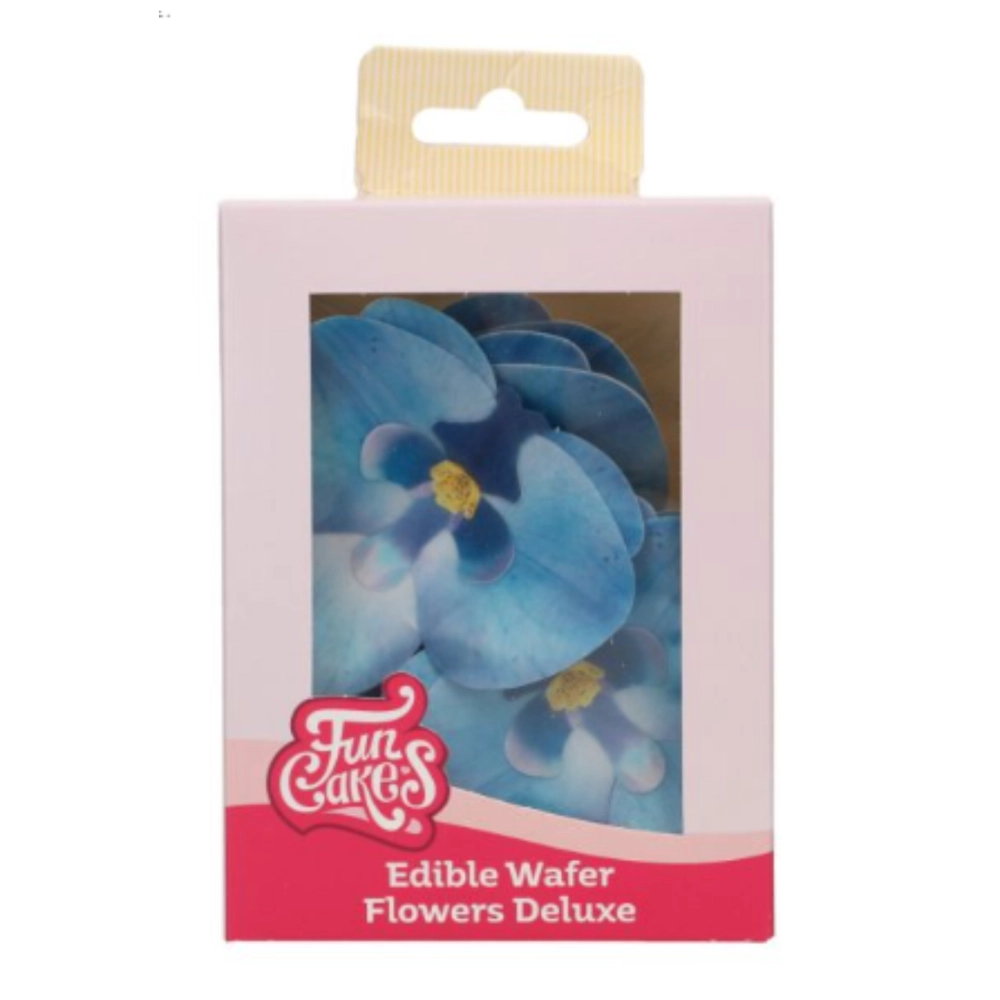 Set 10 Decorațiune tort-Vafe Orhidee albastru-8,5 x 7,5 CM- FunCakes