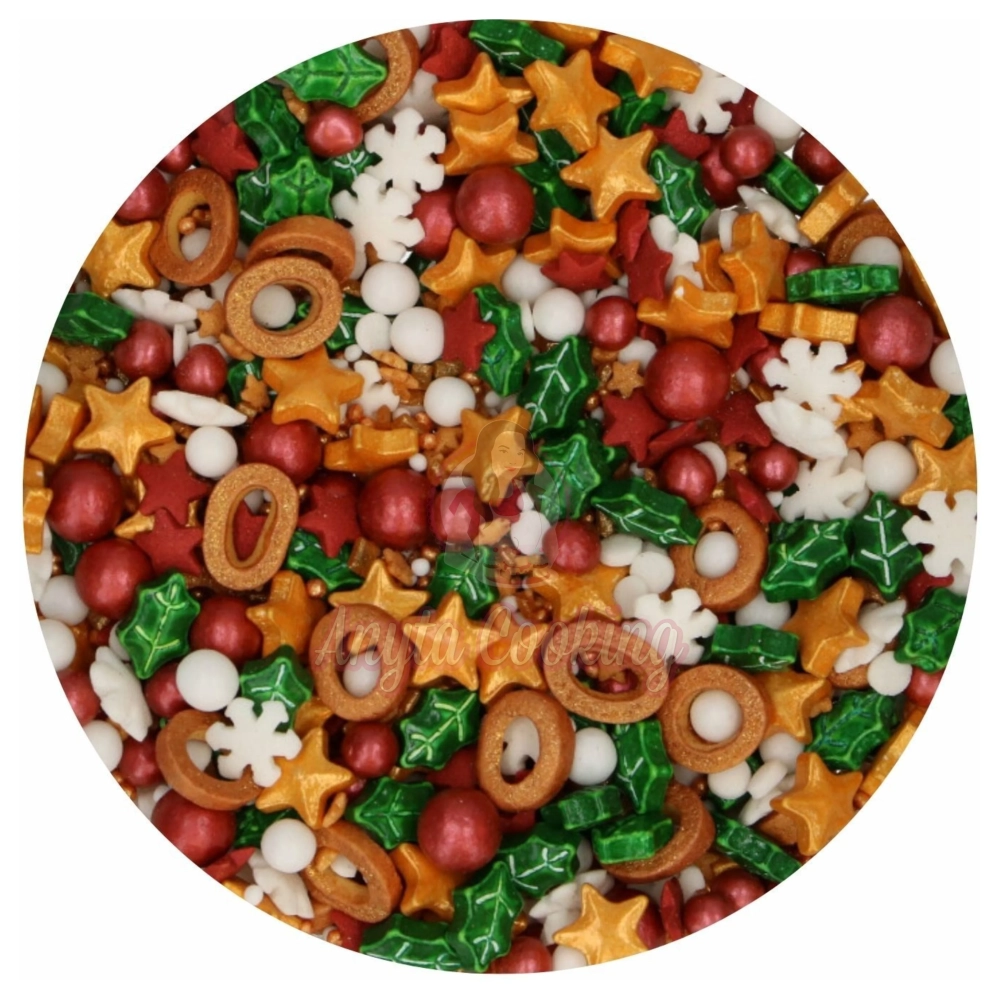 Perle / Perlute din zahar 3D - Sprinkle Medley - MISTLETOE KISSES - 70 GR - Funcakes