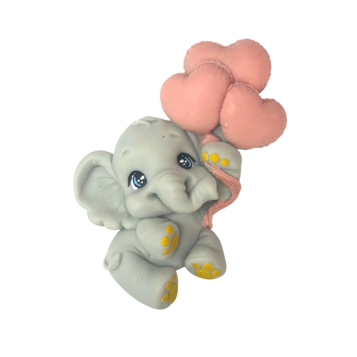 Figurina comestibilă - Elefant cu inimioare roz - Anyta Cooking