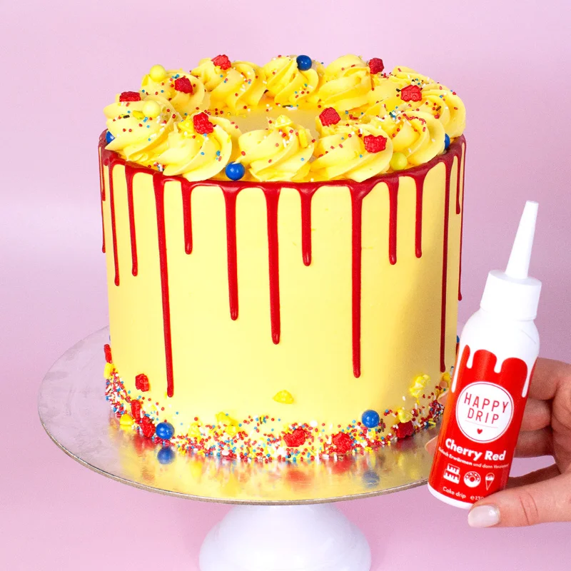 Glazură Drip pentru Tort - Happy Drip Cherry Red (Roșu Cireșe) - 130g - Happy Sprinkles
