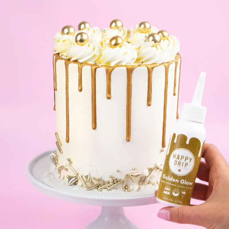 Glazură Drip pentru Tort - Happy Drip Golden Glow (Auriu Metalizat) - 100g - Happy Sprinkles