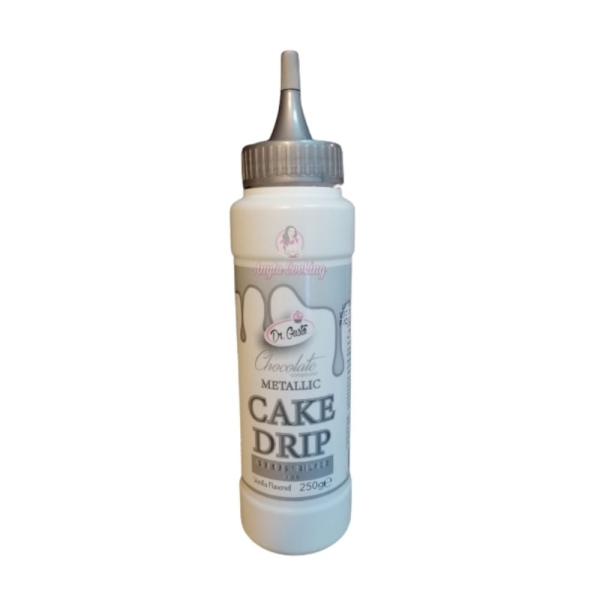 Glazura de ciocolata - CAKE DRIP - Argintiu Metalizat - 250g - Dr Gusto - Anyta Cooking