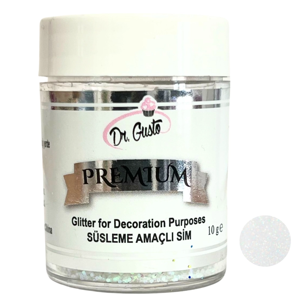 Glitter / Sclipici non-alimentar pentru decor - ALB / White - 10g - SIM