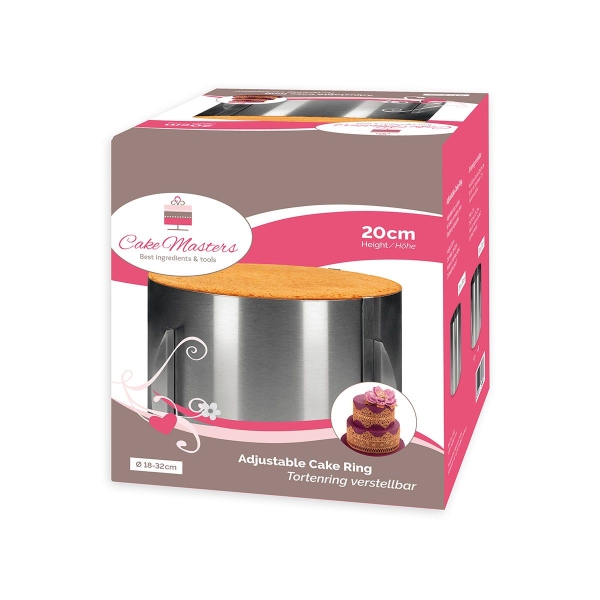 Inel reglabil pentru tort din inox - 20 cm H x 18-32 cm - Cake-Masters - Anyta Cooking	