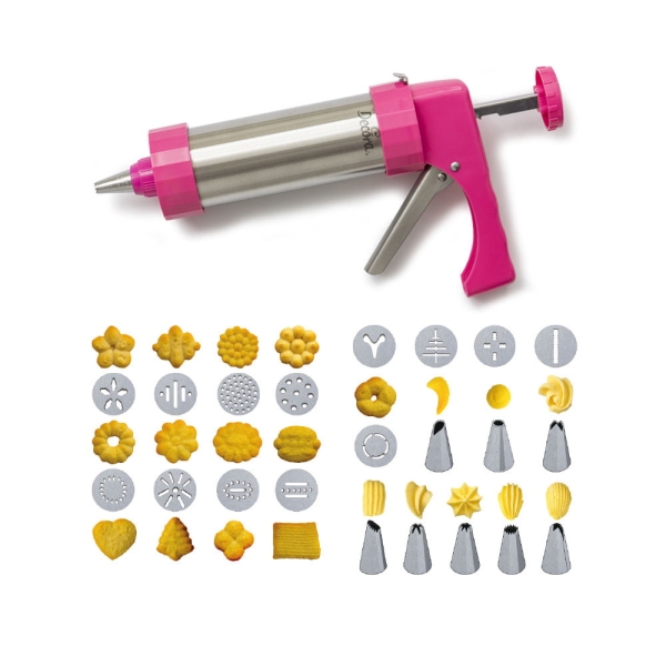 Kit Presa de biscuiti otel inoxidabil cu 13 forme + 8 duiuri - Decora - Anyta Cooking