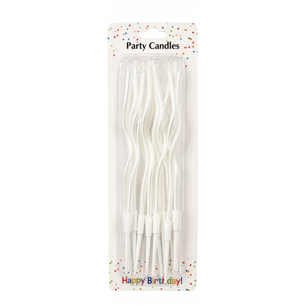 Set 12 buc lumanari ondulate - Alb Sidef - 20 cm - Party candles