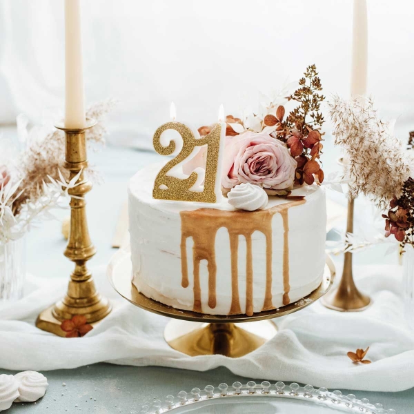 Lumanare Tort 21 - Auriu - Party Deco - Anyta Cooking	