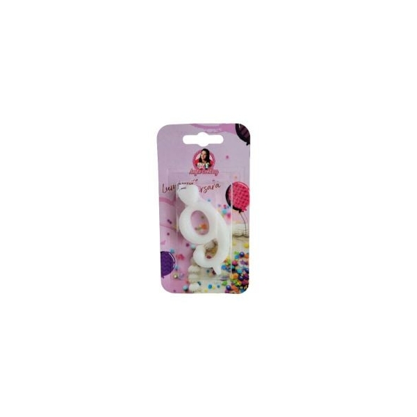 Lumanare Tort cu Sclipici - NR 9 - Alb - Anyta Cooking - Anyta Cooking