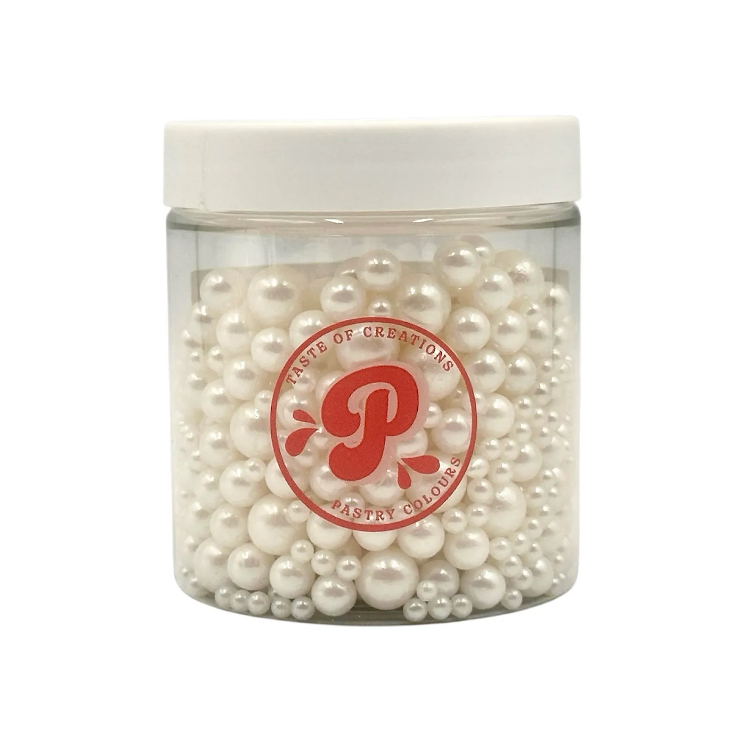 Perle / Perlute din zahar marimi Mixte - Alb Perlat / White - 150g - Pastry Colours