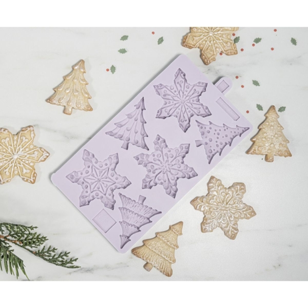 Mulaj din silicon - Snowflakes & Trees - 21x12cm - Karen Davies - Anyta Cooking