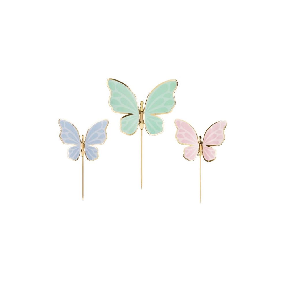 PartyDeco Cake Toppers Butterflies 9 x 6,5 cm