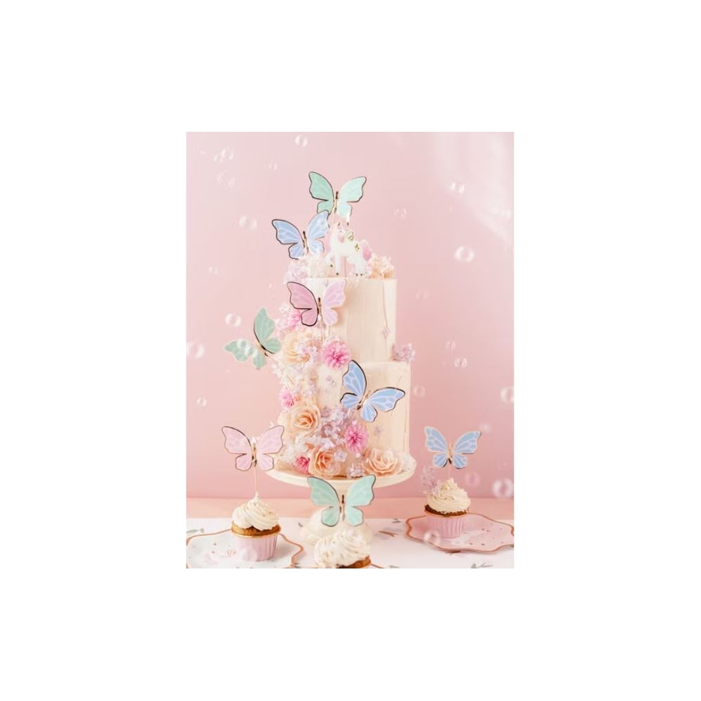 PartyDeco Cake Toppers Butterflies 9 x 6,5 cm