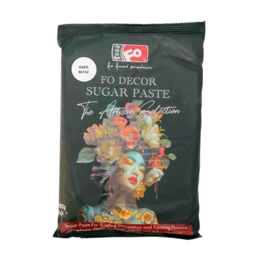 Pastă de zahăr (Fondant) pentru acoperire, decor și flori, fara E171 - ALB - 1KG - FODEKOR