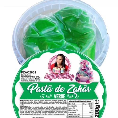 Pasta de Zahar Premium - VERDE - 200 gr- Anyta Cooking