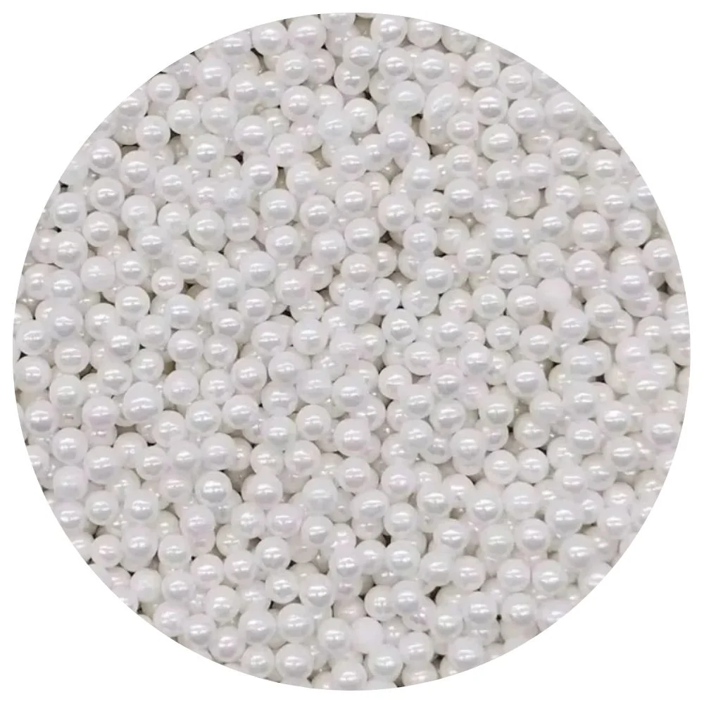 Perle / Perlute din zahar 4mm - Alb Perlat / White - 65g - Pastry Colours
