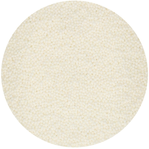 Perle / Perlute din zahar 1,5mm – ALB - NONPAREILS WHITE – 80gr -  Funcakes