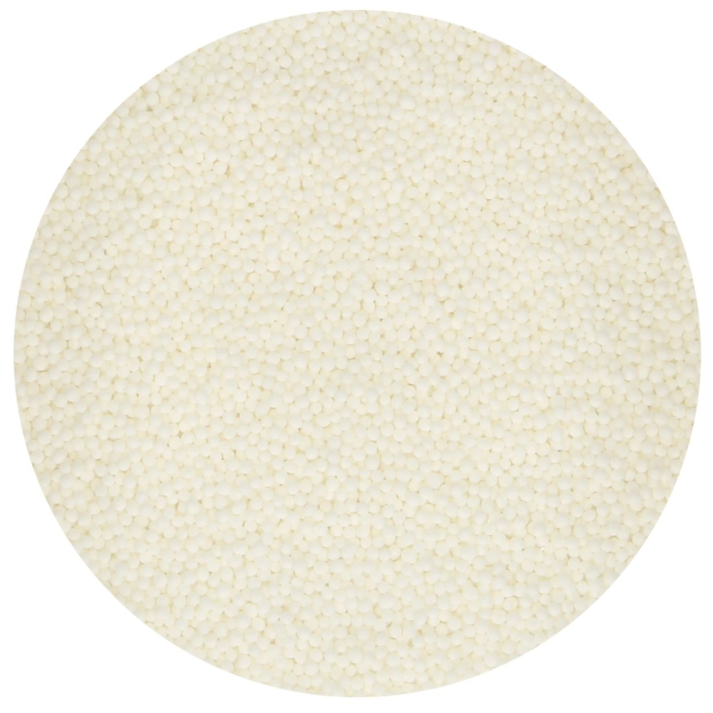 Perle / Perlute din zahar 1,5mm – ALB - NONPAREILS WHITE – 80gr -  Funcakes