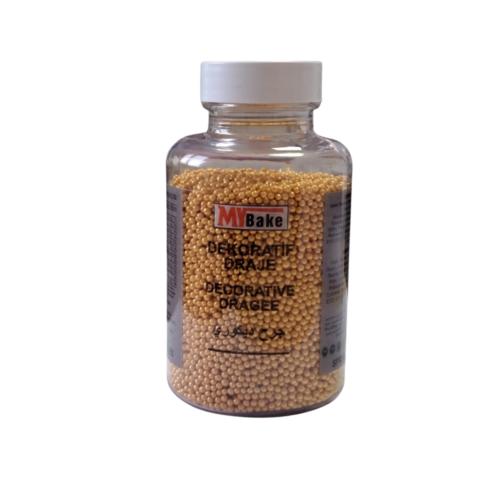 Perle / Perlute din zahar 2 mm - AURIU / GOLD DRAGEE - 200 gr - Dr. Gusto