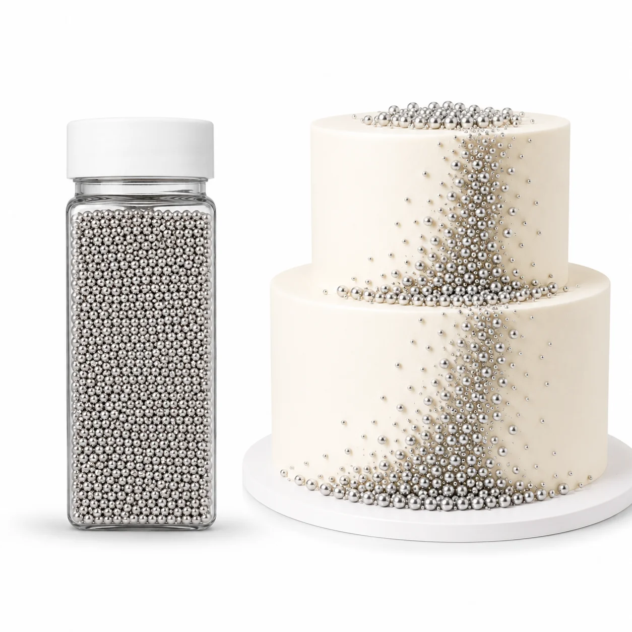 Perlute din Zahar 2 mm - Argintiu / Silver - 100 gr - Dr Gusto