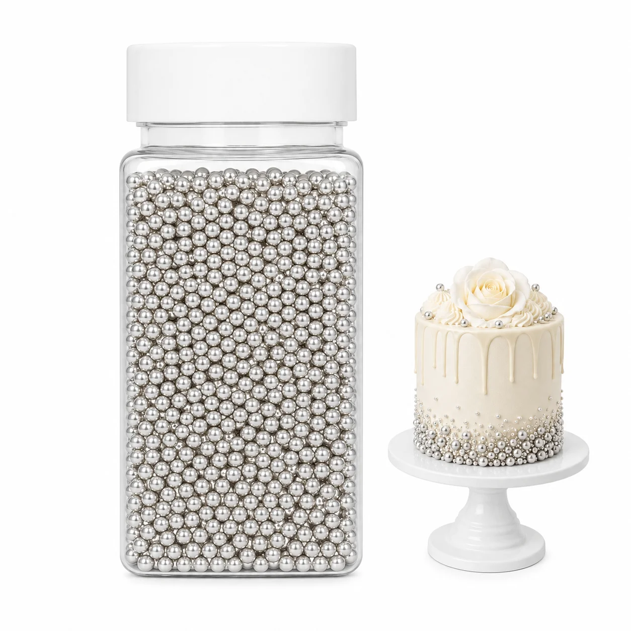 Perlute din Zahar 4 mm - Argintiu / Silver - 100 gr - Dr Gusto