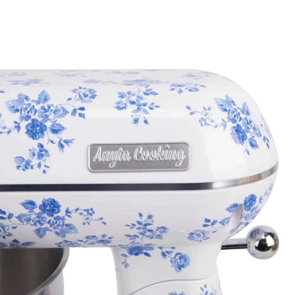 Robot de bucătărie Mixer cu bol din inox 6.5 L, 1800W, 4 accesorii incluse &ndash; Retro Floral &ndash; Anyta Cooking